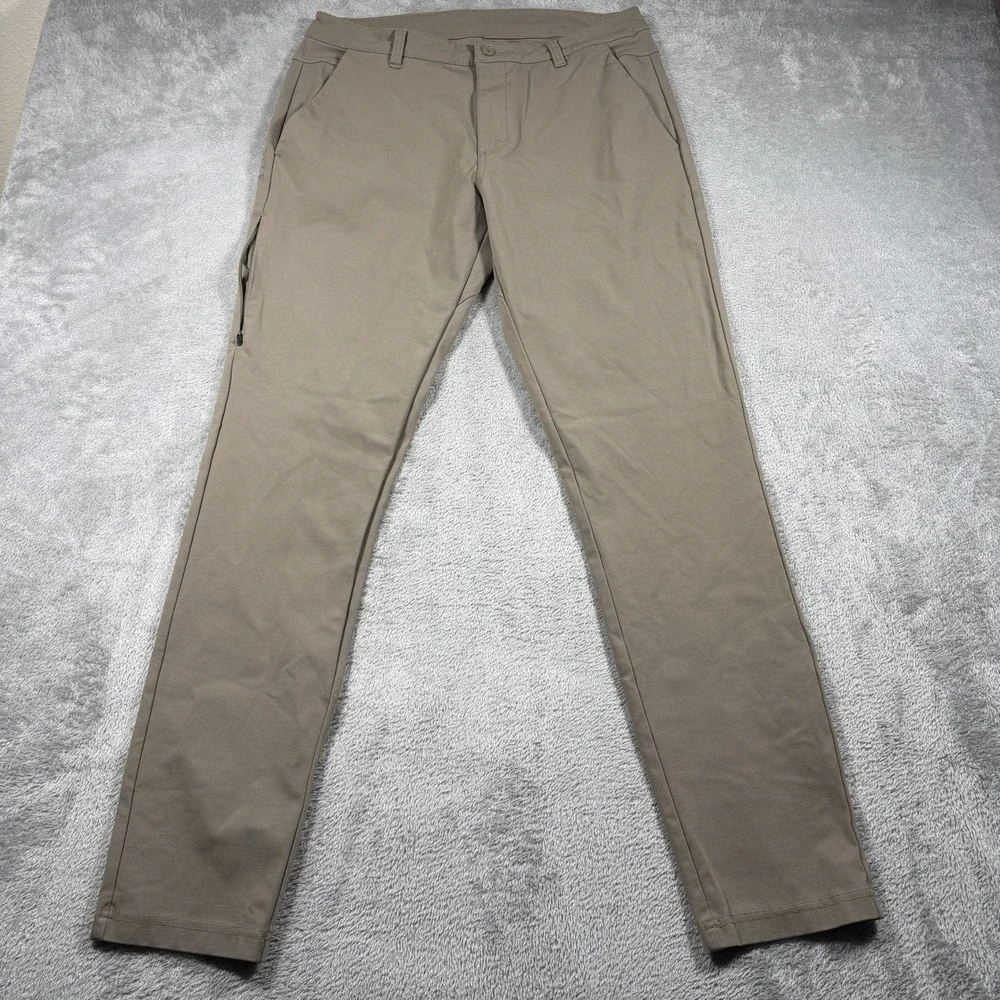 BYLT Premium Basics Everyday Pant 2.0 Mens 36T Brown Slim Fit Performance Chino